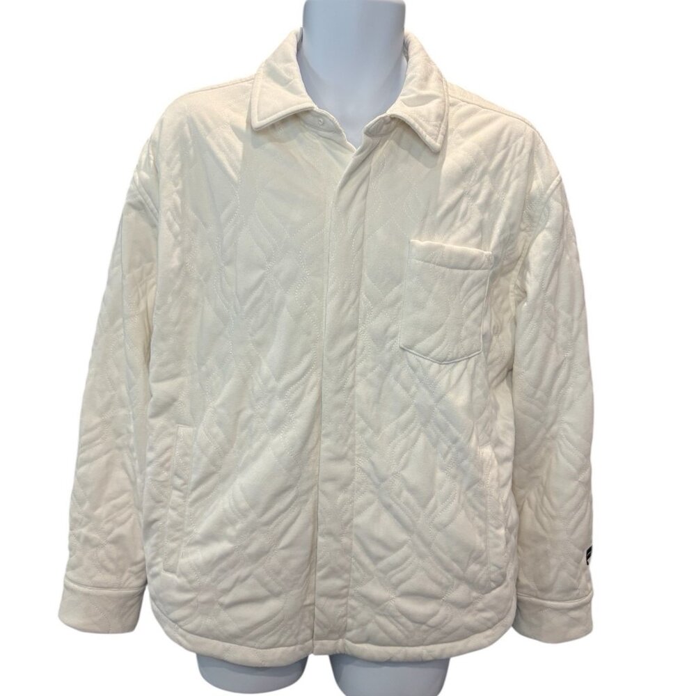 Fabletics Cream‎ Quilted Overshirt Jacket Men’s M | Snap Front Shirt Jacket